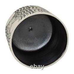 Harris Deller Studio Art Pottery Black White Incised Porcelain Cylindrical Bowl