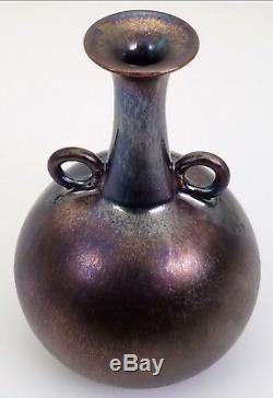 Hideaki Miyamura Vintage Japanese American Studio Art Pottery Iridescent Vase