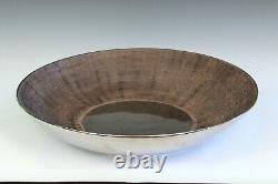 Huge Bitossi Seta Style Pottery Bowl Centerpiece Platinum Silver Luster 22