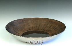 Huge Bitossi Seta Style Pottery Bowl Centerpiece Platinum Silver Luster 22