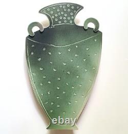 Huge Diana Crain Studio Slab Porcelain Wall Pocket Vase in Green 1995 Postmodern