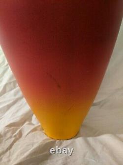 Huge Vintage Modernist CHERYL WILLIAMS Rainbow Ombre Raku Studio Pottery Vase