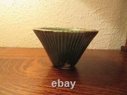 Iconic Danish Design Arne Bang, Own Studio, Flaring Stoneware Bowl, Green Drip