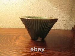 Iconic Danish Design Arne Bang, Own Studio, Flaring Stoneware Bowl, Green Drip