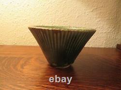 Iconic Danish Design Arne Bang, Own Studio, Flaring Stoneware Bowl, Green Drip