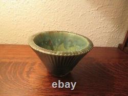 Iconic Danish Design Arne Bang, Own Studio, Flaring Stoneware Bowl, Green Drip