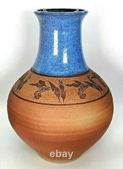 Impressive 11 ¾ Tall Australian Terracotta & Glazed Studio Art Pottery Vase