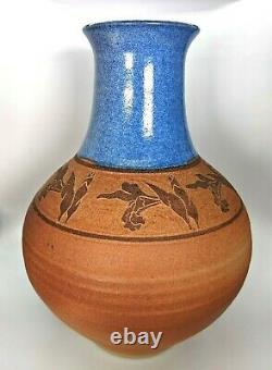 Impressive 11 ¾ Tall Australian Terracotta & Glazed Studio Art Pottery Vase