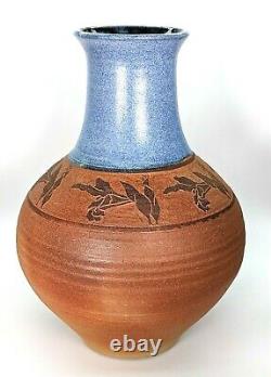 Impressive 11 ¾ Tall Australian Terracotta & Glazed Studio Art Pottery Vase