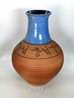 Impressive 11 ¾ Tall Australian Terracotta & Glazed Studio Art Pottery Vase