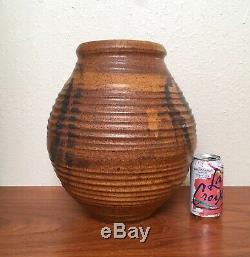 Impressive Large Modernist Studio Pottery Vase Pot, Vintage 1960s Signed 13.5