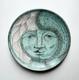 Intriguing Vintage Studio Pottery Wall Plate with Two Faces, Signed MCM Modernist