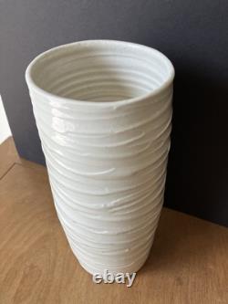 Isabelle Soule studio pottery 9 3/8 tall vase vintage art unusual white NW