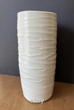 Isabelle Soule studio pottery 9 3/8 tall vase vintage art unusual white NW