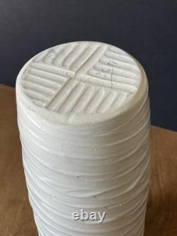 Isabelle Soule studio pottery 9 3/8 tall vase vintage art unusual white NW