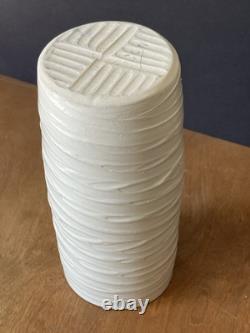 Isabelle Soule studio pottery 9 3/8 tall vase vintage art unusual white NW
