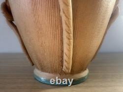 Italian Mid Century Studio Pottery Vase Hand Glazed Blue Signed Italy Vintage