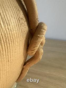 Italian Mid Century Studio Pottery Vase Hand Glazed Blue Signed Italy Vintage