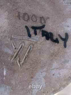 Italian Mid Century Studio Pottery Vase Hand Glazed Blue Signed Italy Vintage