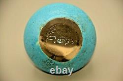 JENSEN Original Vintage Signed Mid Century Modern Studio Pottery Bud Vase Vessel