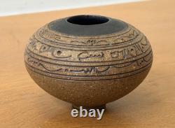 J Edward Barker Kansas Studio Art Pottery Script Design Vessel Bowl Vtg Rare Mcm J Edward Barker Kansas Studio Art Pottery Script Design Vessel Bowl Vtg Rare Mcm