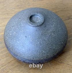 J Edward Barker Kansas Studio Art Pottery Script Design Vessel Bowl Vtg Rare Mcm