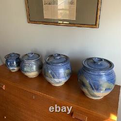 Jack Boyle Studio Pottery Jars Kitchen Storage Flour Sugar Vintage Signed