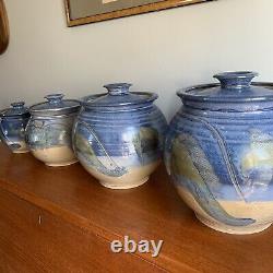 Jack Boyle Studio Pottery Jars Kitchen Storage Flour Sugar Vintage Signed