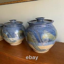 Jack Boyle Studio Pottery Jars Kitchen Storage Flour Sugar Vintage Signed