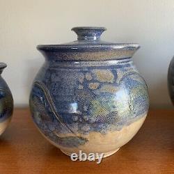 Jack Boyle Studio Pottery Jars Kitchen Storage Flour Sugar Vintage Signed