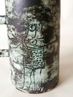 Jacques blin french studio pottery tall jug green VTG retro