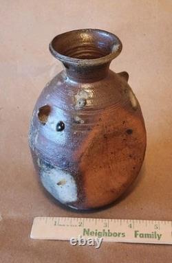 Janet Leach signed Studio Pottery Vintage Artisan Vase, 7. 5 in tall