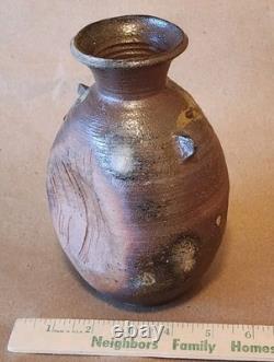 Janet Leach signed Studio Pottery Vintage Artisan Vase, 7. 5 in tall