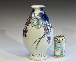 Japanese Studio Porcelain Vase Grapes Meiji Taisho Antique Fuku Signed