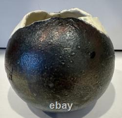 Japanese Studio Pottery Bizen Sphere Vessel Signed 5 Round Unique Vintage