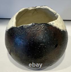 Japanese Studio Pottery Bizen Sphere Vessel Signed 5 Round Unique Vintage