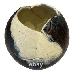 Japanese Studio Pottery Bizen Sphere Vessel Signed 5 Round Unique Vintage