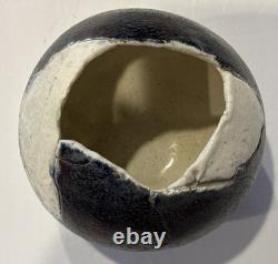 Japanese Studio Pottery Bizen Sphere Vessel Signed 5 Round Unique Vintage