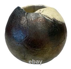 Japanese Studio Pottery Bizen Sphere Vessel Signed 5 Round Unique Vintage