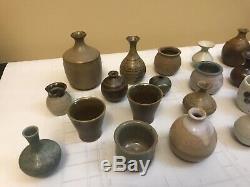 Japanese Studio Pottery Vintage Lot of 24 Small Ceramic Pieces Bowls Vases EUC