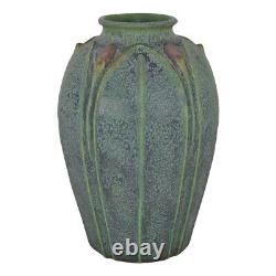 Jemerick Studio Pottery Arts And Crafts Brown Buds Mottled Dark Green Vase 102