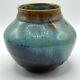 Joel Edwards RARE Vintage Studio Handmade Blue Glaze Art Pottery Round Vase 6H