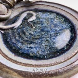 John Cheer Studio Pottery Crackle Glass Bowl Snake Sculpture Vintage 6.25d