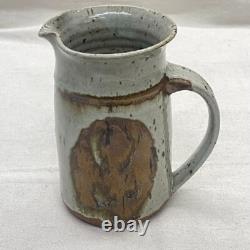 John Fassbinder Signed Studio Pottery Pitcher 7.5 in Vintage 70s Ceramic
