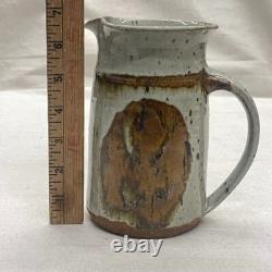 John Fassbinder Signed Studio Pottery Pitcher 7.5 in Vintage 70s Ceramic
