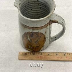 John Fassbinder Signed Studio Pottery Pitcher 7.5 in Vintage 70s Ceramic