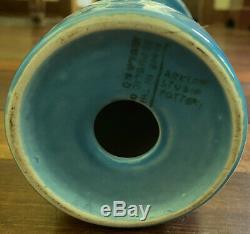 John Ffrench Arklow Studio Pottery Ireland Vtg Aqua Candlestick 10 inches Tall