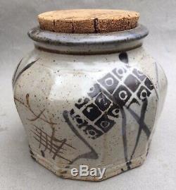 John Glick Faceted Jar With Cork Studio Pottery Cranbrook Mcm Vtg Plum Tree