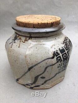 John Glick Faceted Jar With Cork Studio Pottery Cranbrook Mcm Vtg Plum Tree