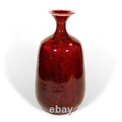 Joseph Hysong Studio Art Pottery Weed Vase Oxblood Red California Listed Vintage